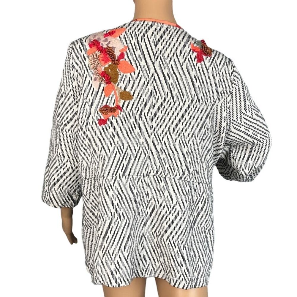 Artisan Appliqué Open Front Jacket Size M Art To Wear Indie Boho Chico's Style - Picture 4 of 10